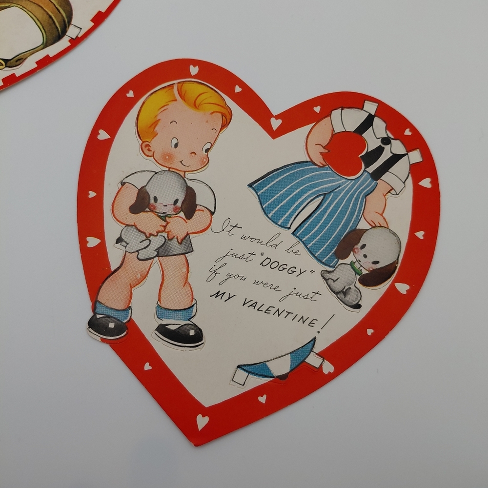 50s Paper Doll Valentine Cards (2) Unused Diecut Vintage Paper Card A-meri-card - Picture 7 of 8